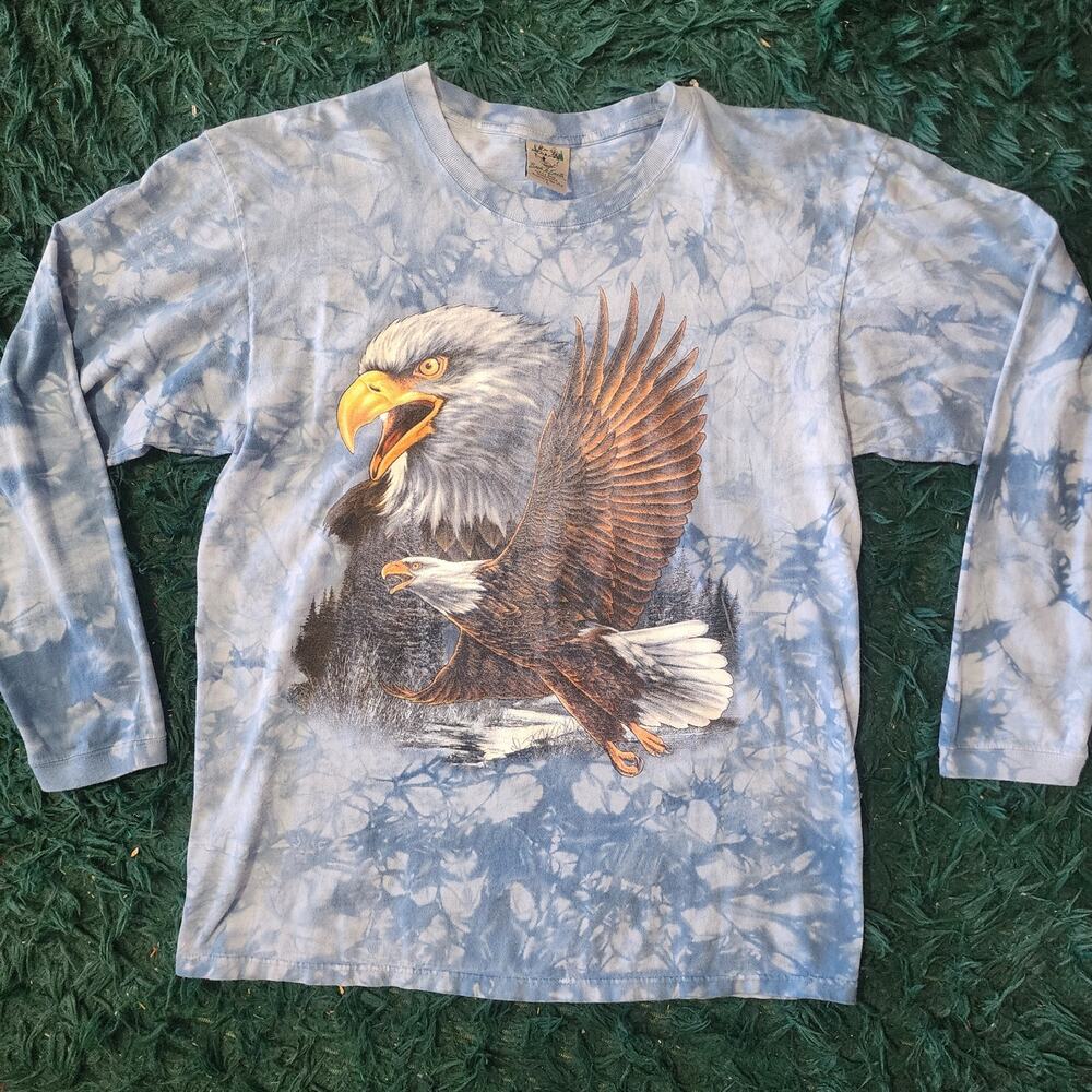Vintage Bald Eagle Tie Dye Long Sleeve Tee Nature Wear USA